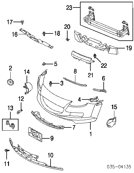 Cápsula (prendedor) de fixação do pára-choque dianteiro para Mazda MPV (LW)