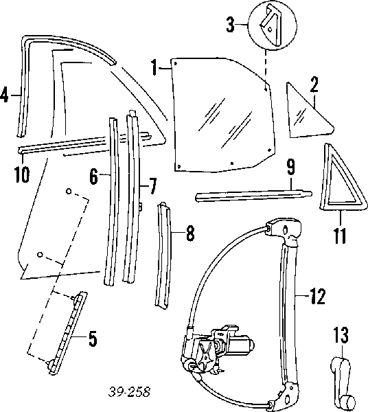 Mecanismo de acionamento de vidro da porta traseira direita para Peugeot 405 (4B)