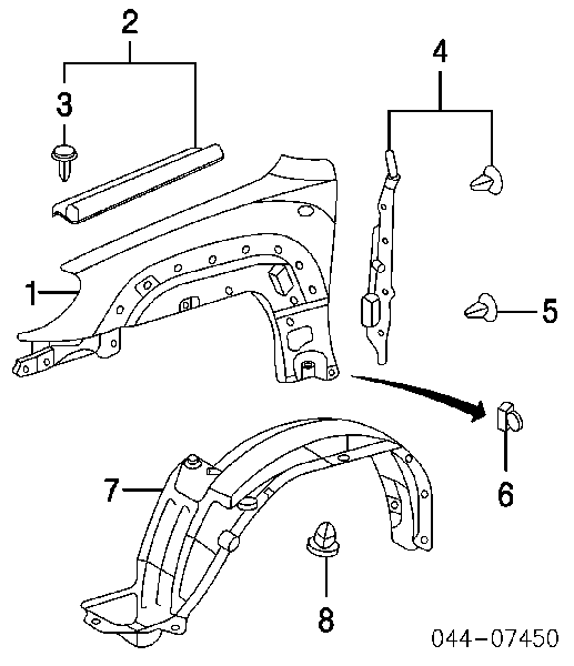 Guarda-barras esquerdo do pára-lama dianteiro para Toyota 4Runner (GRN21, UZN21)