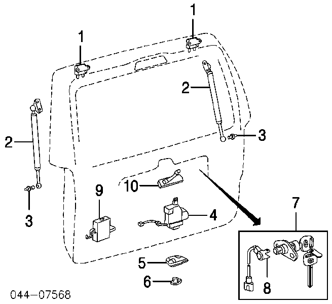 Gozno da porta traseira (de 3º/5º bagageiro) para Toyota Auris (E15)