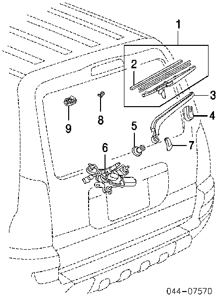 Motor de limpador pára-brisas de vidro traseiro para Toyota 4Runner (GRN21, UZN21)