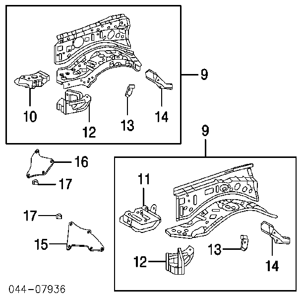 Compactador do pára-lama para Toyota 4Runner (GRN21, UZN21)
