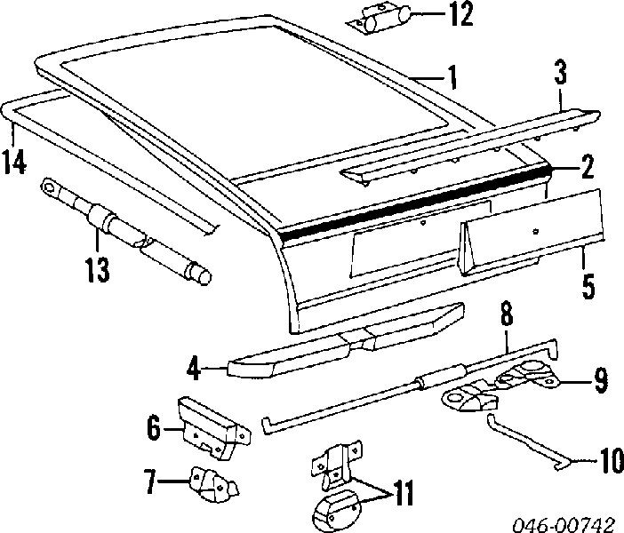 Amortecedor de tampa de porta-malas (de 3ª/5ª porta traseira) MH71995 Meha