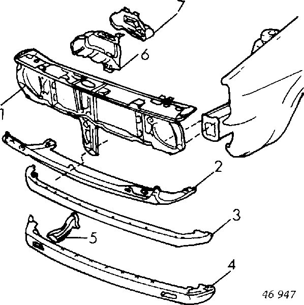191805591 VAG suporte do radiador montado (painel de montagem de fixação das luzes)