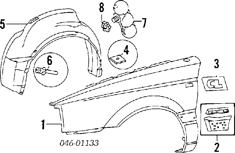 Подкрылок передний правый Фольксваген Пассат B3, B4, 3A5, 351 (Volkswagen Passat)