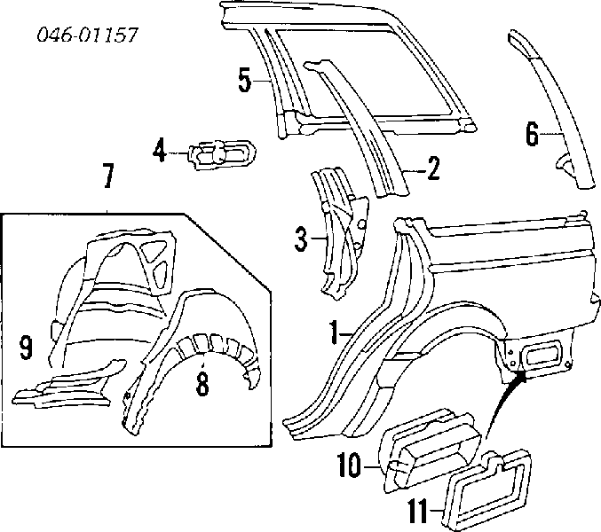 Pára-lama traseiro esquerdo para Volkswagen Passat (B3, B4, 3A5, 351)