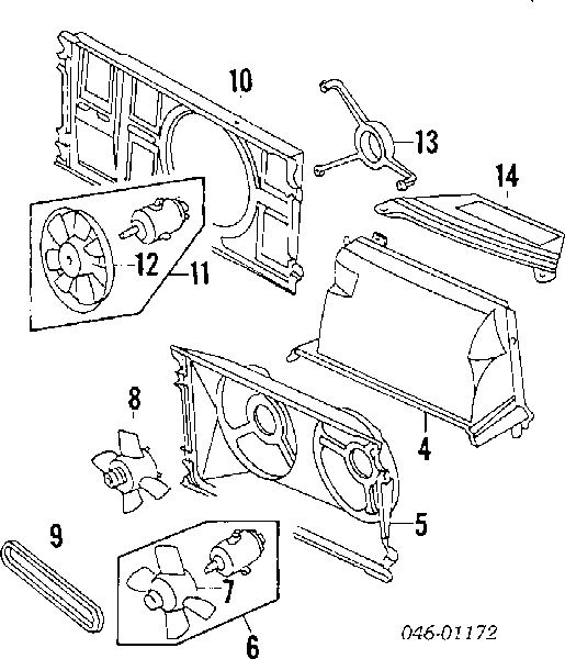 Ventilador (roda de aletas) do radiador de esfriamento direito para Volkswagen Passat (B3, B4, 3A5, 351)