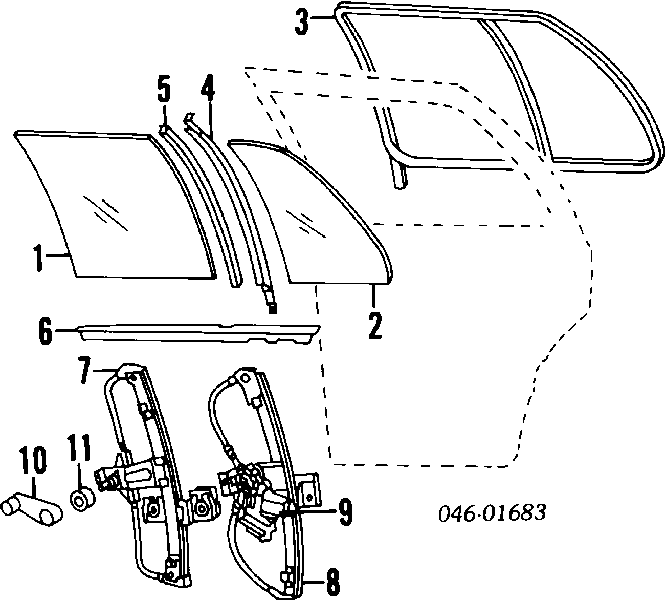 Mecanismo de acionamento de vidro da porta traseira direita para Volkswagen Golf (1H5)