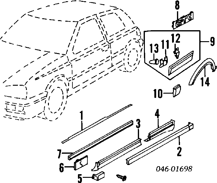 Moldura do pára-lama traseiro direito para Volkswagen Golf (1H1)