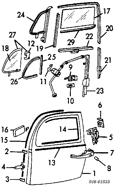 Mecanismo de acionamento de vidro da porta dianteira direita 95121108 Klokkerholm