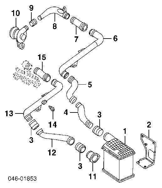 Cano derivado de ar, saída de turbina (supercompressão) para Volkswagen Passat (B3, B4, 3A5, 351)