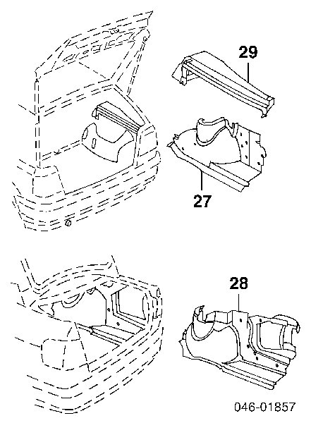 Painel direito de estante da seção de bagagem para Volkswagen Golf (1H1)
