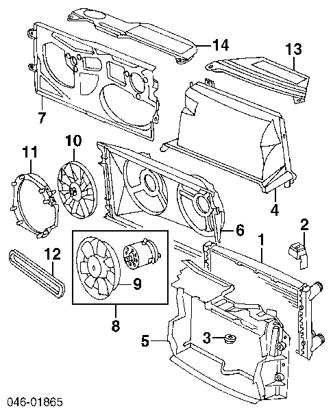 Ventilador elétrico de esfriamento montado (motor + roda de aletas) para Volkswagen Polo (6KV5)