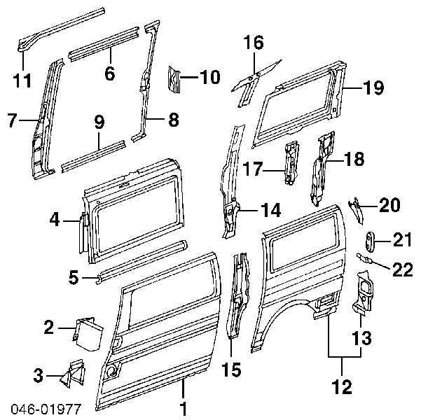 Porta lateral (deslizante) esquerda para Volkswagen Transporter (70XB, 70XC, 7DB, 7DW)