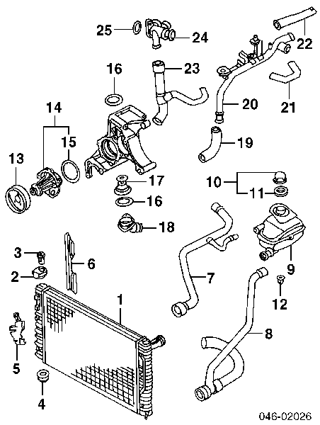 Mangueira (cano derivado) do termostato para Audi 80 (81, 85, B2)