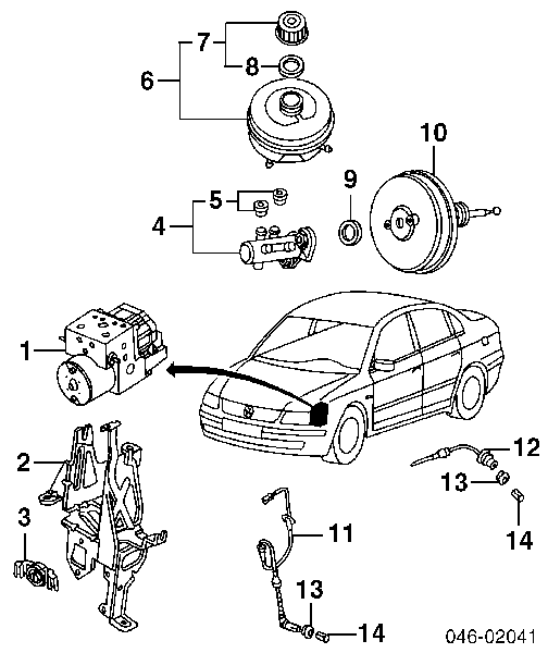 Reforçador dos freios a vácuo para Volkswagen Passat (B5, 3B2)
