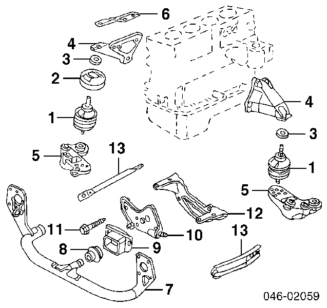 Consola de coxim (apoio) esquerda de motor para Audi A4 (8D2)