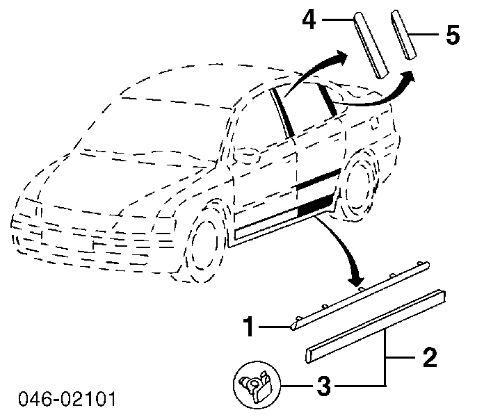 Revestimento interno traseiro esquerdo de suporte de carroçaria para Volkswagen Passat (B5, 3B2)