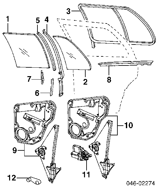 Mecanismo de acionamento de vidro da porta traseira esquerda para Volkswagen Golf (1J1)