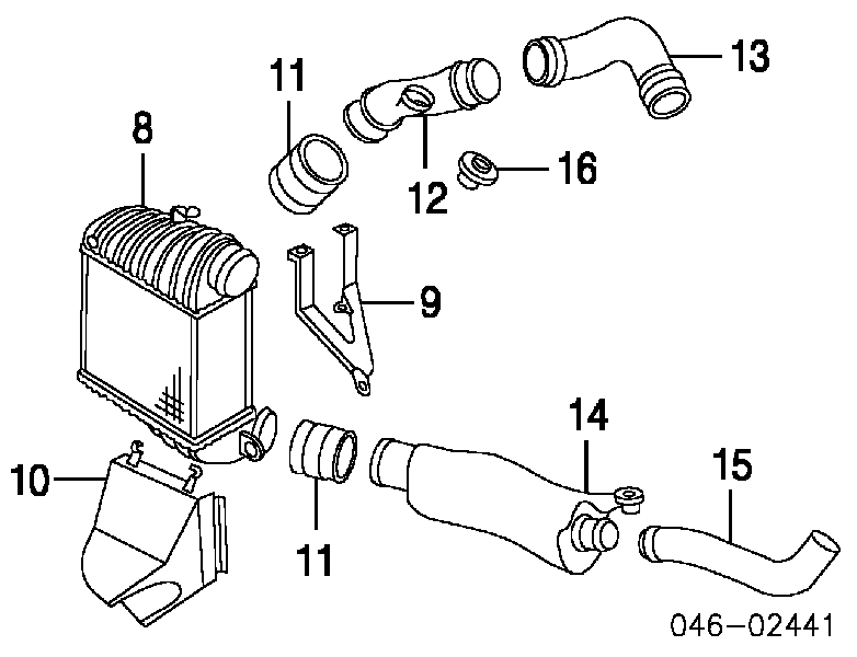 Mangueira (cano derivado) inferior de intercooler para Audi A3 (8L1)