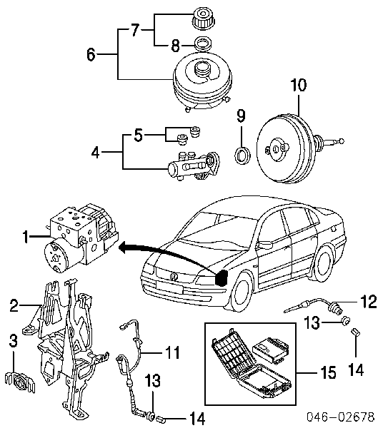 Tanque de cilindro mestre do freio (de fluido de freio) para Skoda SuperB (3U4)