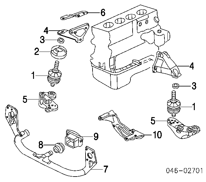 Consola de coxim (apoio) direita de motor para Volkswagen Passat (B5, 3B3)