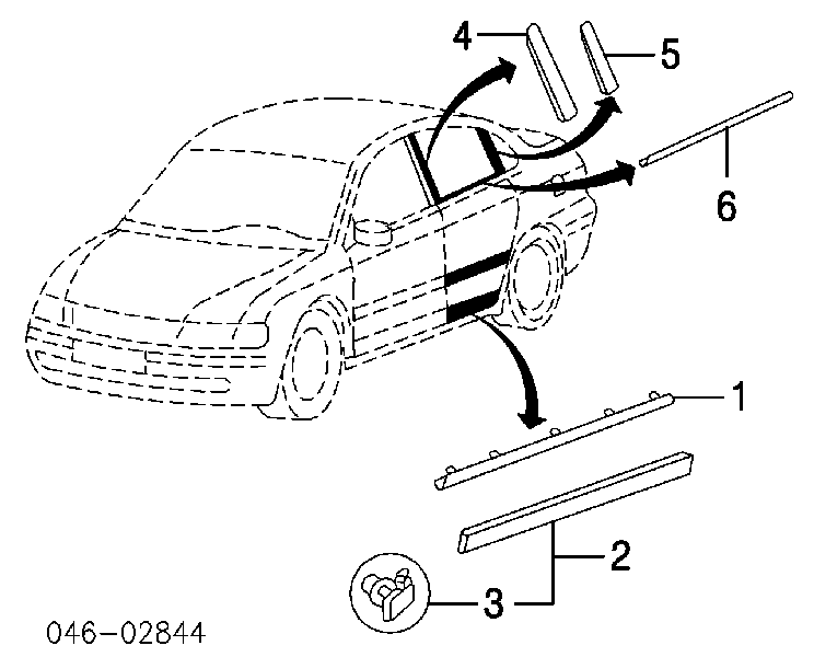 Placa sobreposta inferior da porta traseira esquerda para Volkswagen Passat (B5, 3B3)