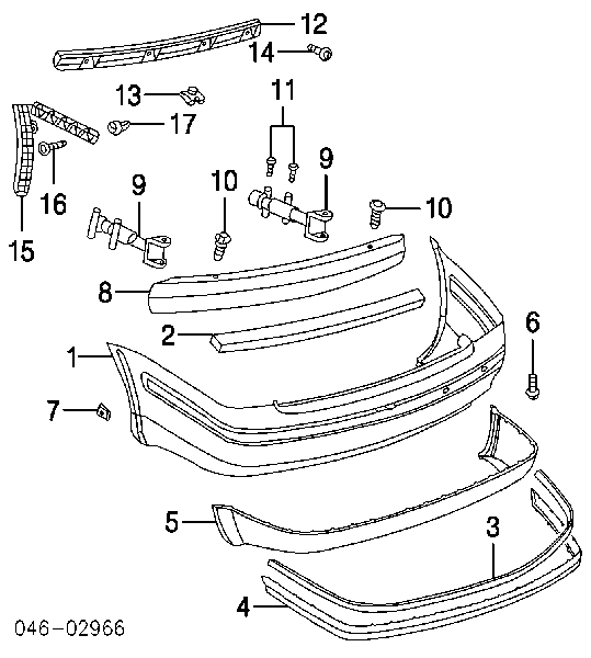 Consola esquerda do pára-choque traseiro para Volkswagen Passat (B5, 3B3)