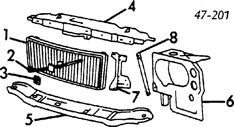 Suporte inferior do radiador (painel de montagem de fixação das luzes) 1316451 Volvo