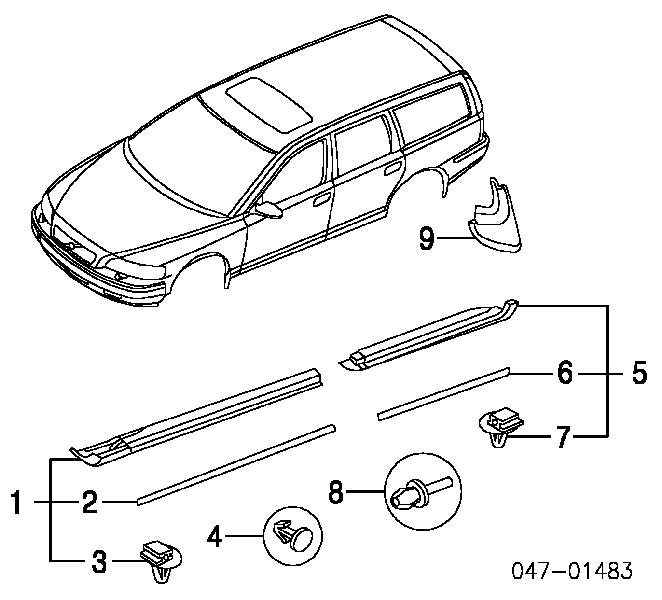 Placa sobreposta (moldura) externa dianteira esquerda de acesso 9178759 Volvo