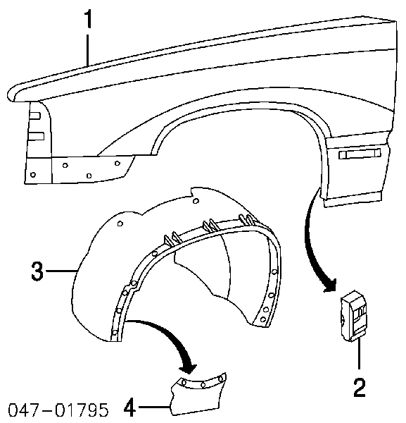 Guarda-barras direito do pára-lama dianteiro para Volvo S70 (LS, LT)