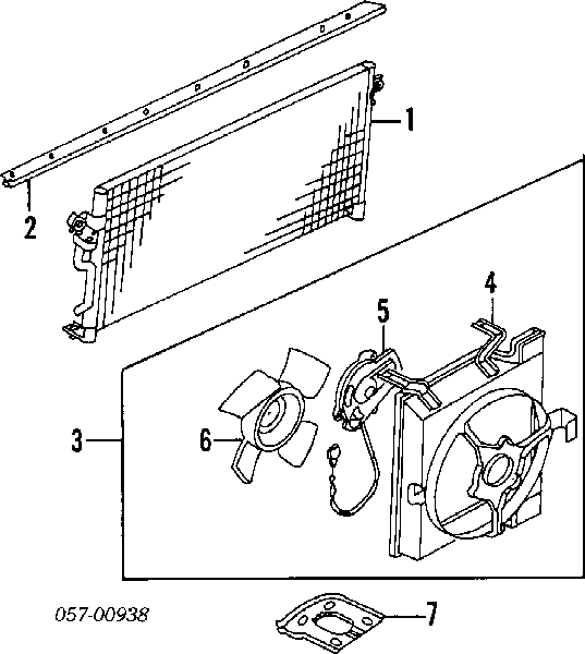 Диффузор радиатора кондиционера, в сборе с крыльчаткой и мотором на Mitsubishi Colt IV 