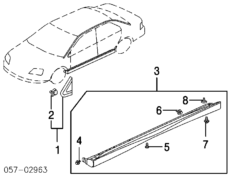 Cápsula (prendedor) de fixação de placas sobrepostas do acesso para Mitsubishi Eclipse (D22A, D27A)