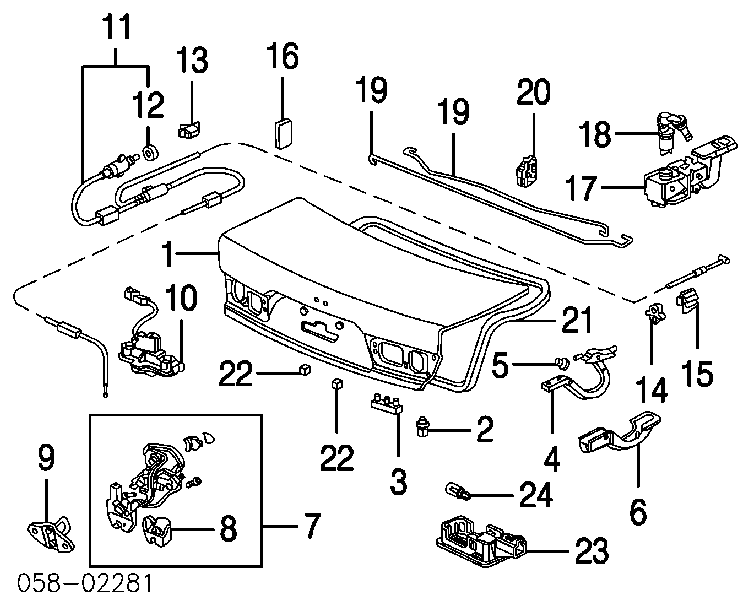 Botão de acionamento do fecho de tampa de porta-malas (de 3ª/5ª porta (de tampa de alcapão) para Honda Accord (CL, CM)