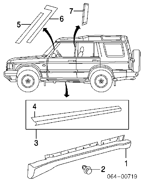 Накладка (молдинг) порога наружная правая на Land Rover Discovery II 