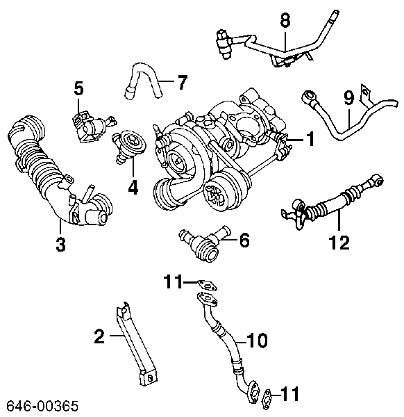Трубка (шланг) отвода масла от турбины на Audi TT 8N9