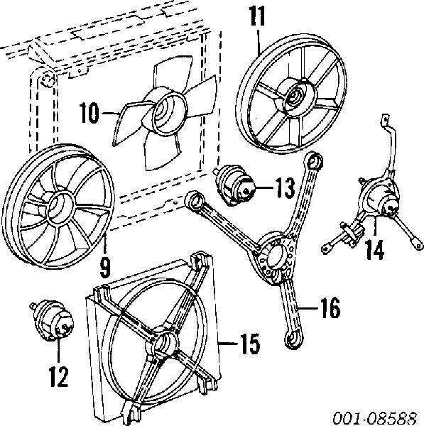 88890701 General Motors ventilador (roda de aletas do radiador de esfriamento)