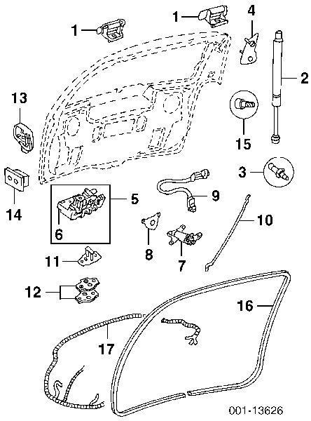 132674 Opel amortecedor de tampa de porta-malas (de 3ª/5ª porta traseira)