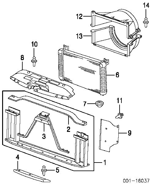 Суппорт радиатора в сборе (монтажная панель крепления фар) на Cadillac Escalade 