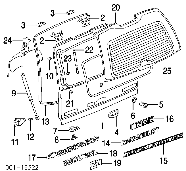 Амортизатор крышки багажника (двери 3/5-й задней) на Cadillac Escalade 