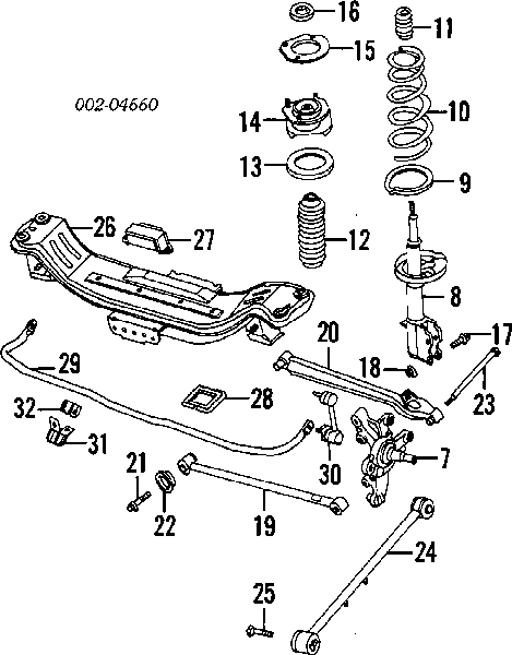 Parafuso de fixação de braço oscilante de inclinação traseiro, interno 9GCB70280 Mazda