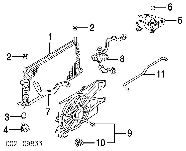 Difusor do radiador de esfriamento, montado com motor e roda de aletas 7223497 Ford