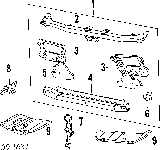 Суппорт радиатора в сборе (монтажная панель крепления фар) на Nissan Bluebird T72, T12