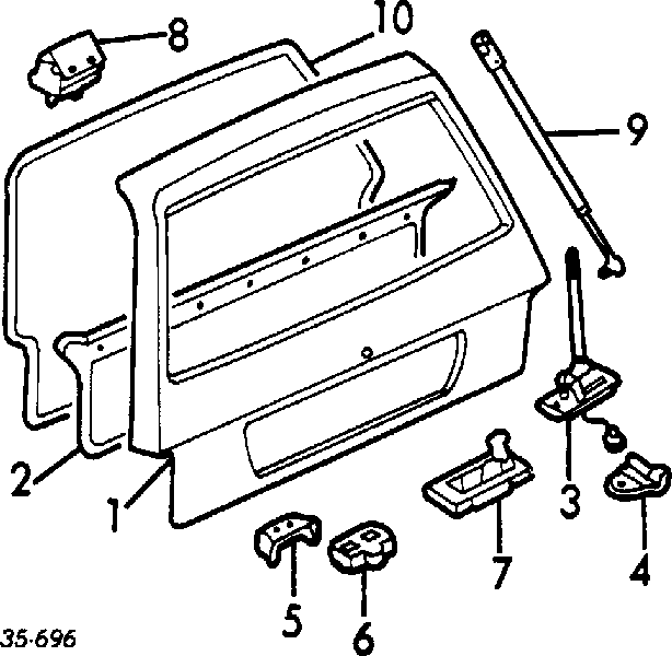 Amortecedor de tampa de porta-malas (de 3ª/5ª porta traseira) para Mazda 323 (BW)