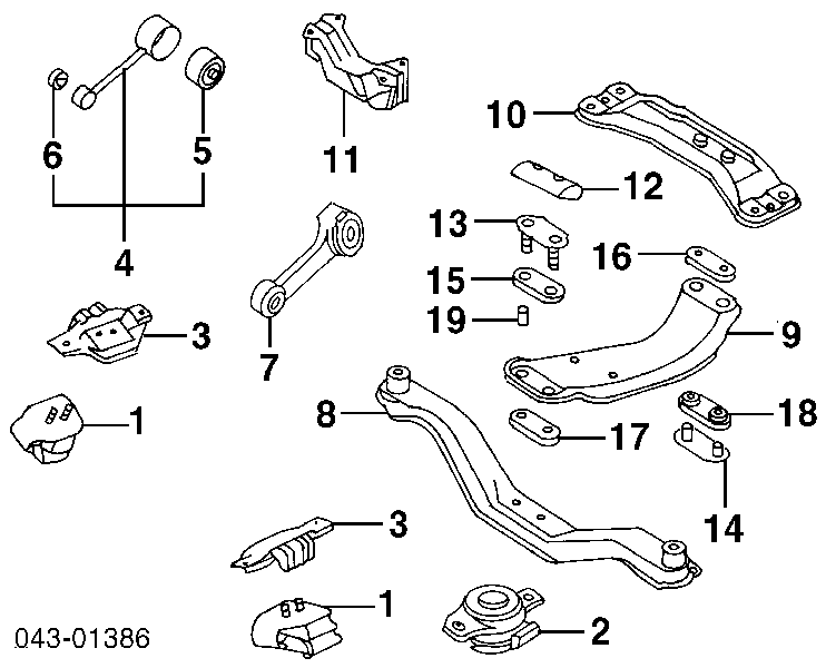Coxim (suporte) traseiro de motor para Subaru Legacy (BD, BG)