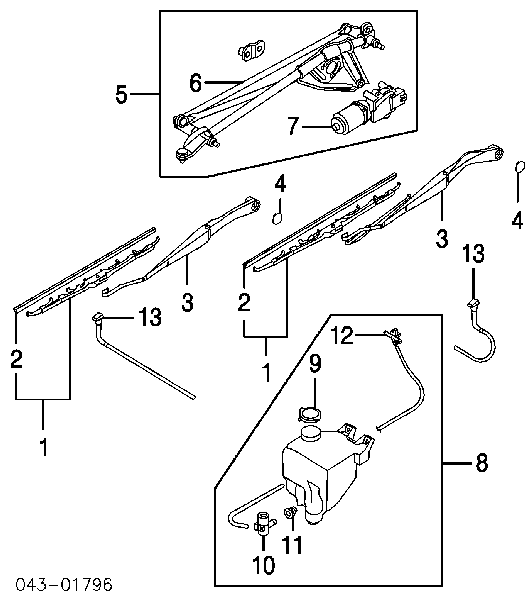 Bomba de motor de fluido para lavador de vidro dianteiro para Subaru Impreza (GD, GG)
