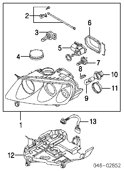 Consola (adaptador) de fixação da luz dianteira direita para Volkswagen Touareg (7LA)