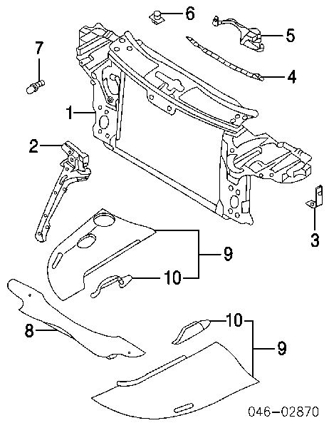 Reforçador inferior de suporte do radiador para Volkswagen Touareg (7LA)