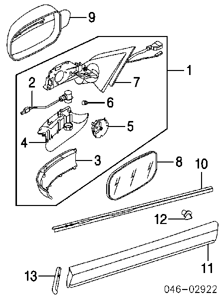 Motor de acionamento do lente do espelho de retrovisão para Seat Alhambra (7V8, 7V9)
