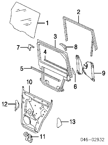 Mecanismo de acionamento de vidro da porta traseira direita para Porsche Cayenne (955)